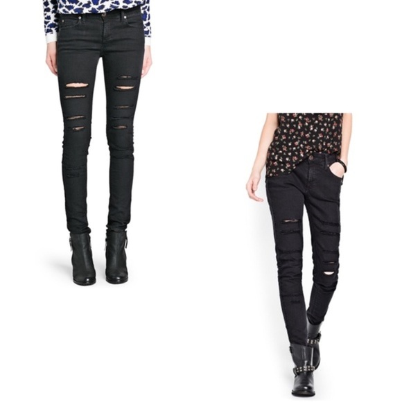 Mango black ripped jeans size 4 - Picture 1 of 5